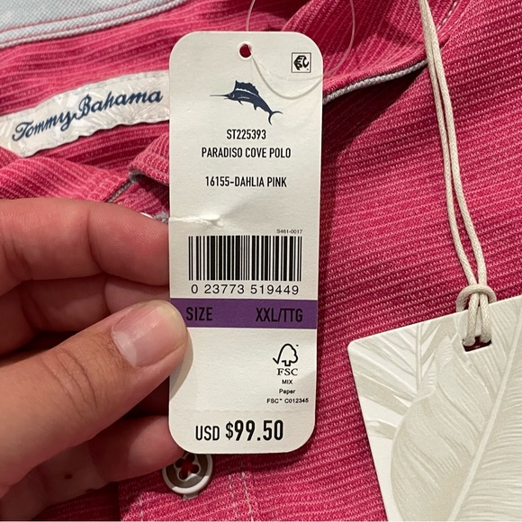Tommy Bahama Paradiso Cove Polo XXL Dahlia Pink - Picture 2 of 3